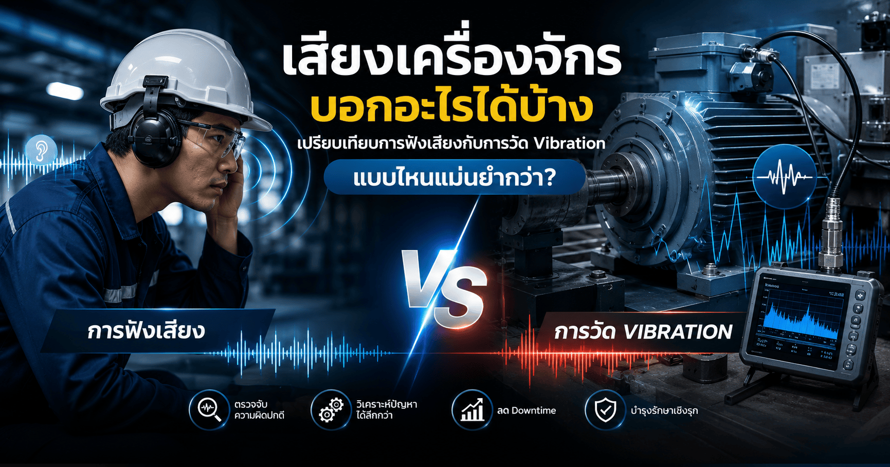 เสียงเครื่องจักรบอกอะไรได้บ้าง เปรียบเทียบการฟังเสียงกับการวัด Vibration แบบไหนแม่นยำกว่า